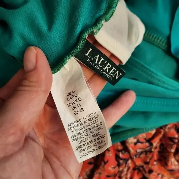 Lauren Ralph Lauren Teal Onepiece With Ruffles - Picture 7 of 7